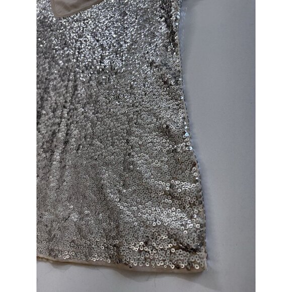 Michael Kors Sequin Top Women’s Large Short Sleeve Gold Silver Sparkle - Picture 3 of 16
